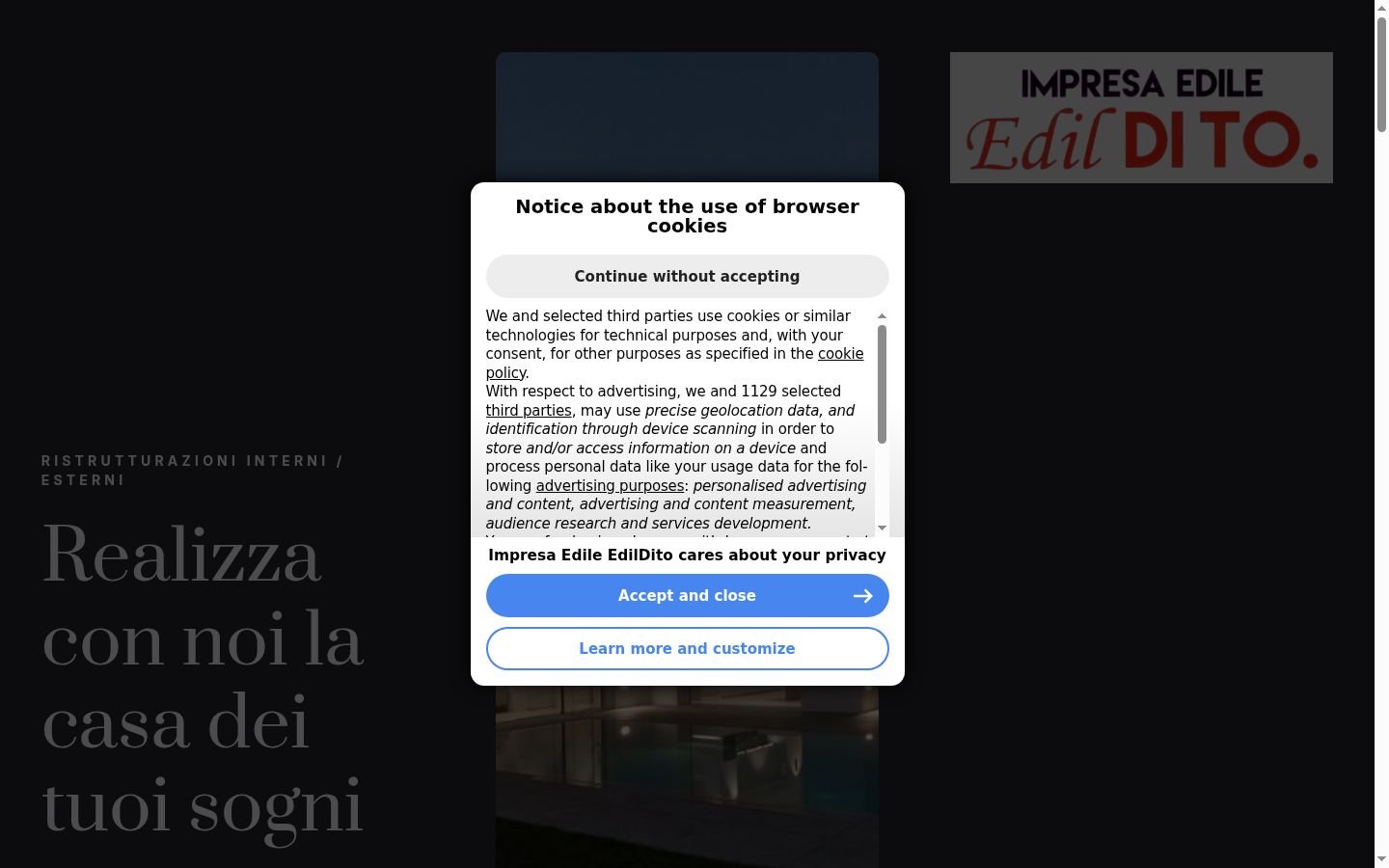 Screenshot of the consent banner shown before any interaction