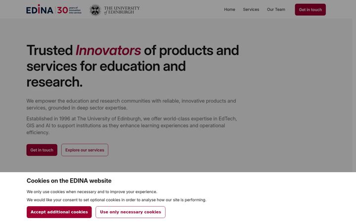 Screenshot of edina.ac.uk