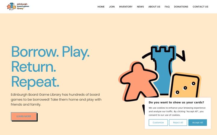 Screenshot of edinburghboardgamelibrary.org.uk
