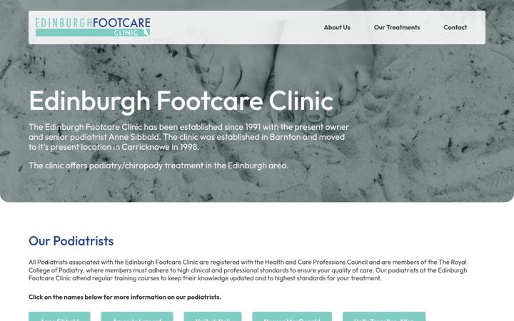 Screenshot of edinburghfootcareclinic.com