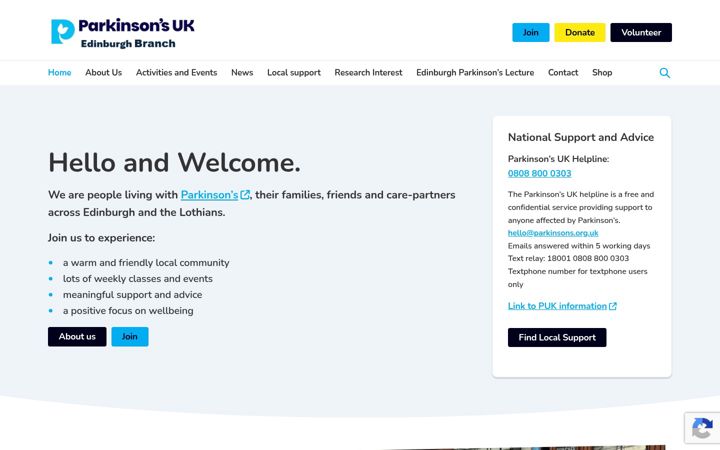 Captura de pantalla de edinburghparkinsons.org