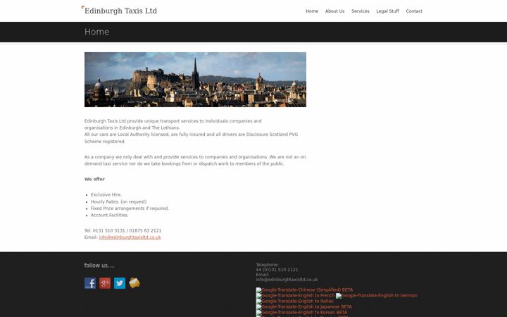 Screenshot of edinburghtaxisltd.co.uk