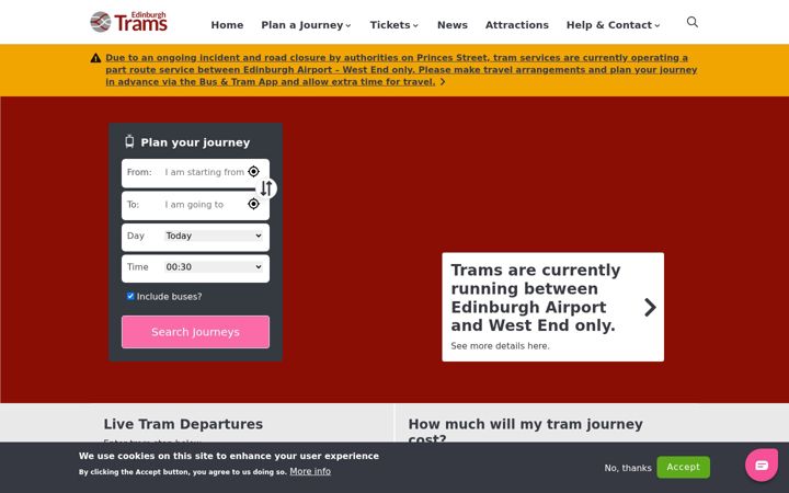Zrzut ekranu edinburghtrams.com