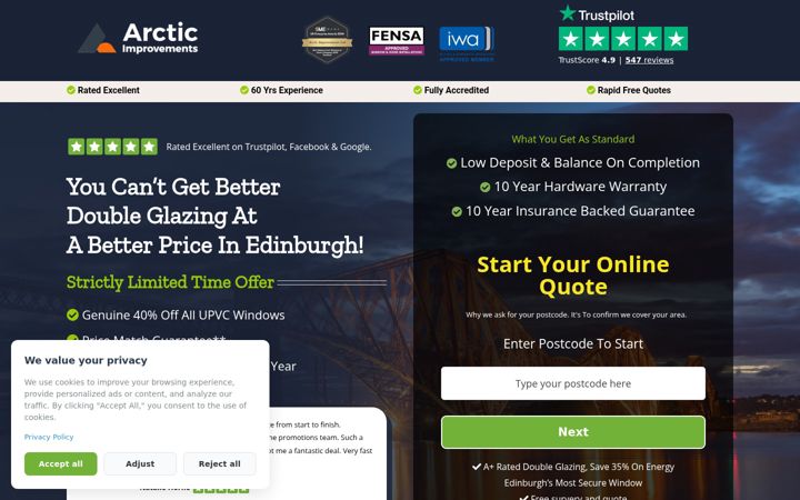Screenshot of edinburghwindows.co.uk