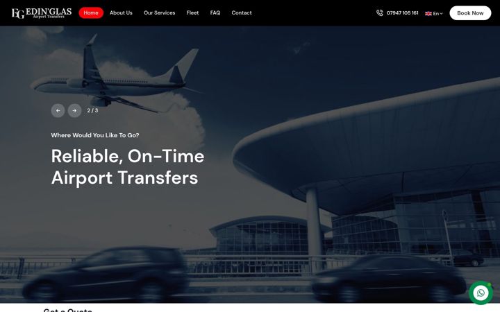 Screenshot of edinglasairporttransfers.com