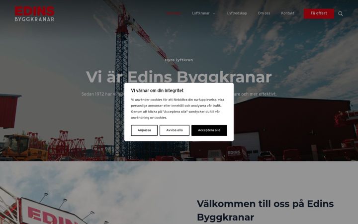 Screenshot of edinsbyggkranar.se