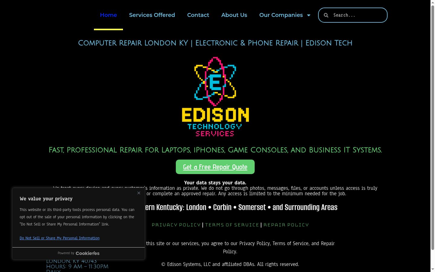 Screenshot of the consent banner shown before any interaction