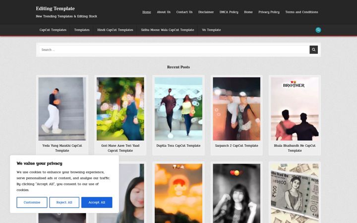 Screenshot of editingtemplate.com