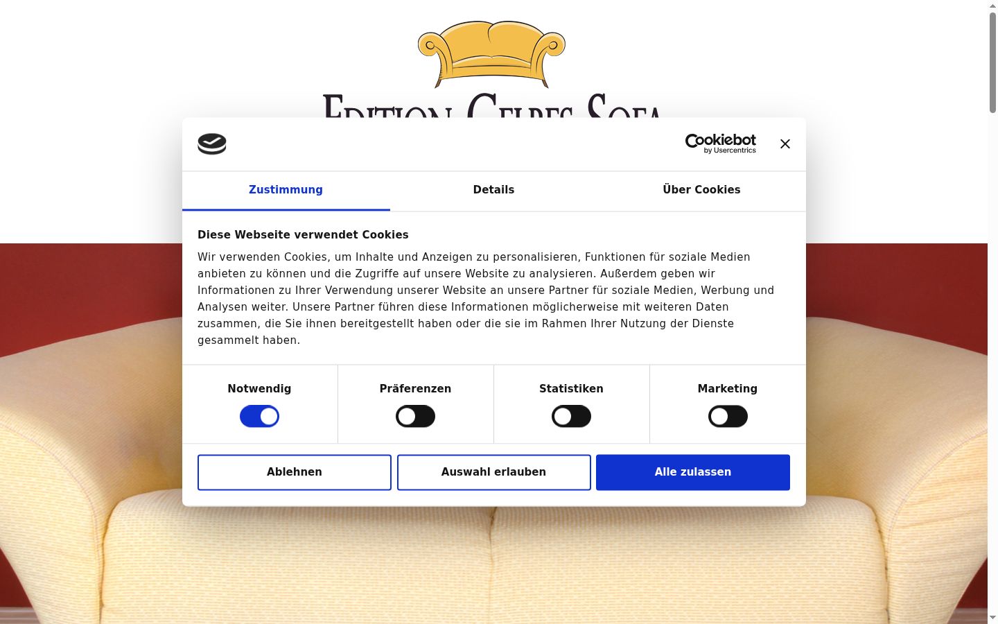 Captura de pantalla del banner de consentimiento mostrado antes de cualquier interacción