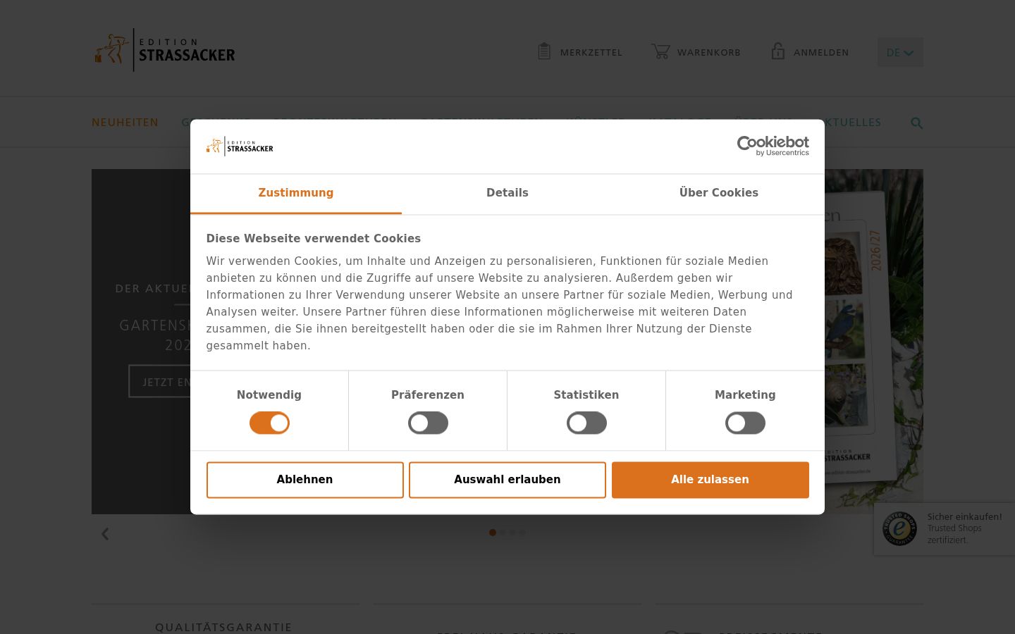 Snimka zaslona bannera za privolu prikazanog prije bilo kakve interakcije