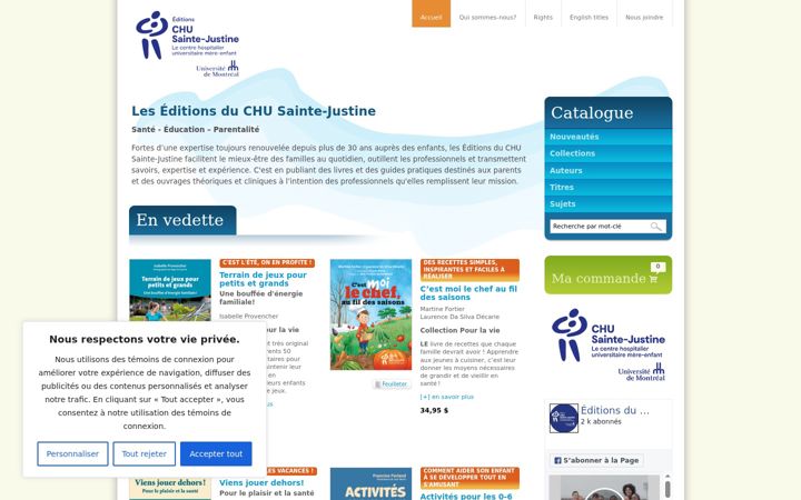 Captura de pantalla de editions-chu-sainte-justine.org