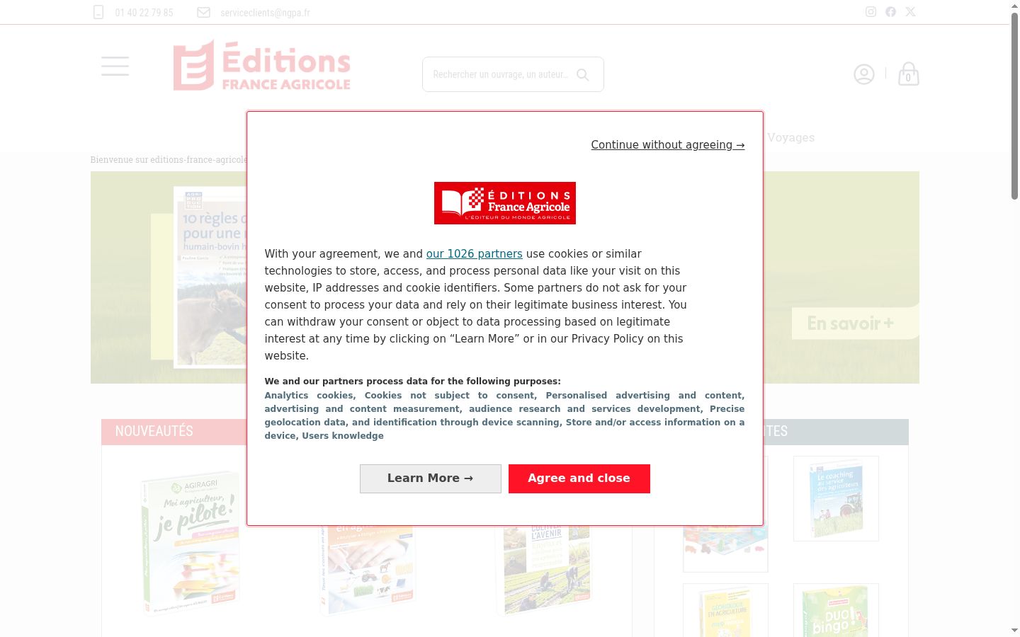 Screenshot of the consent banner shown before any interaction