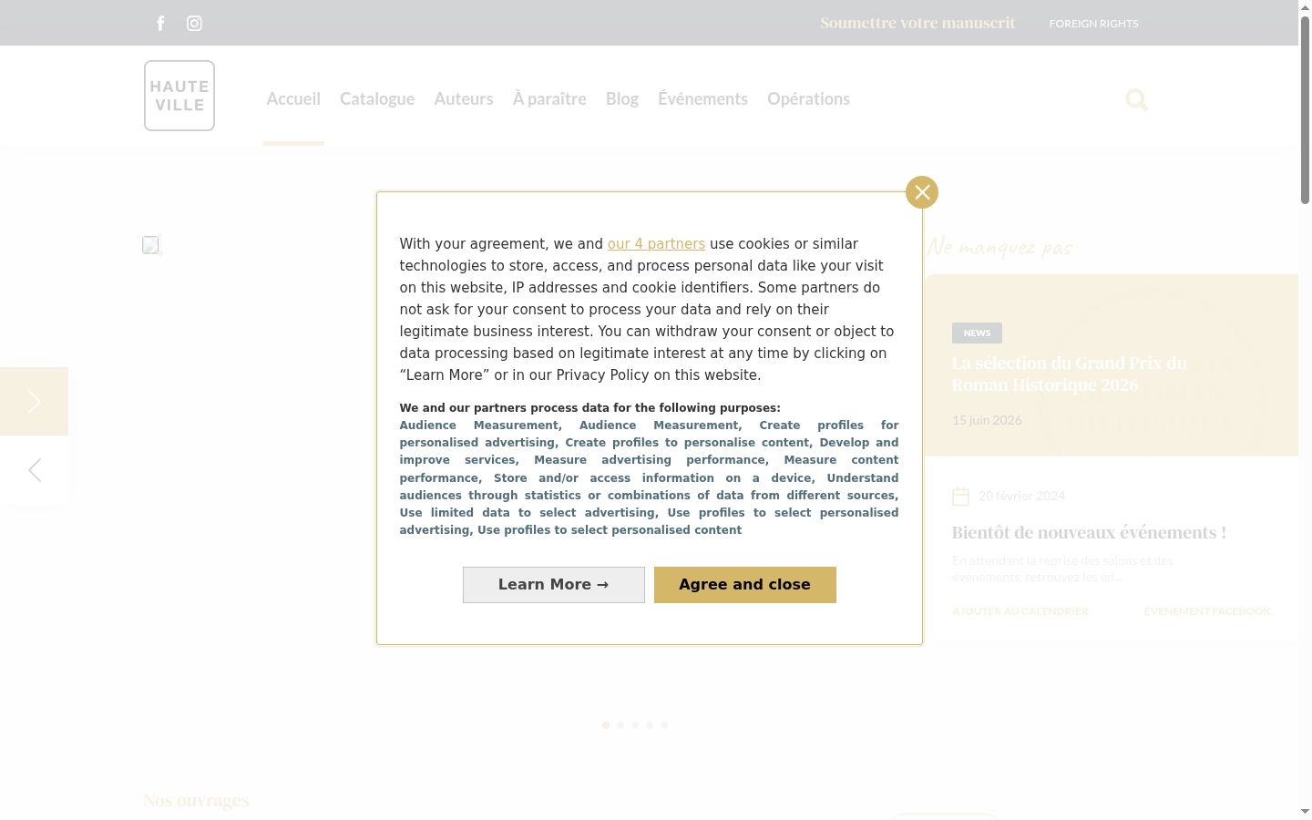 Screenshot of the consent banner shown before any interaction