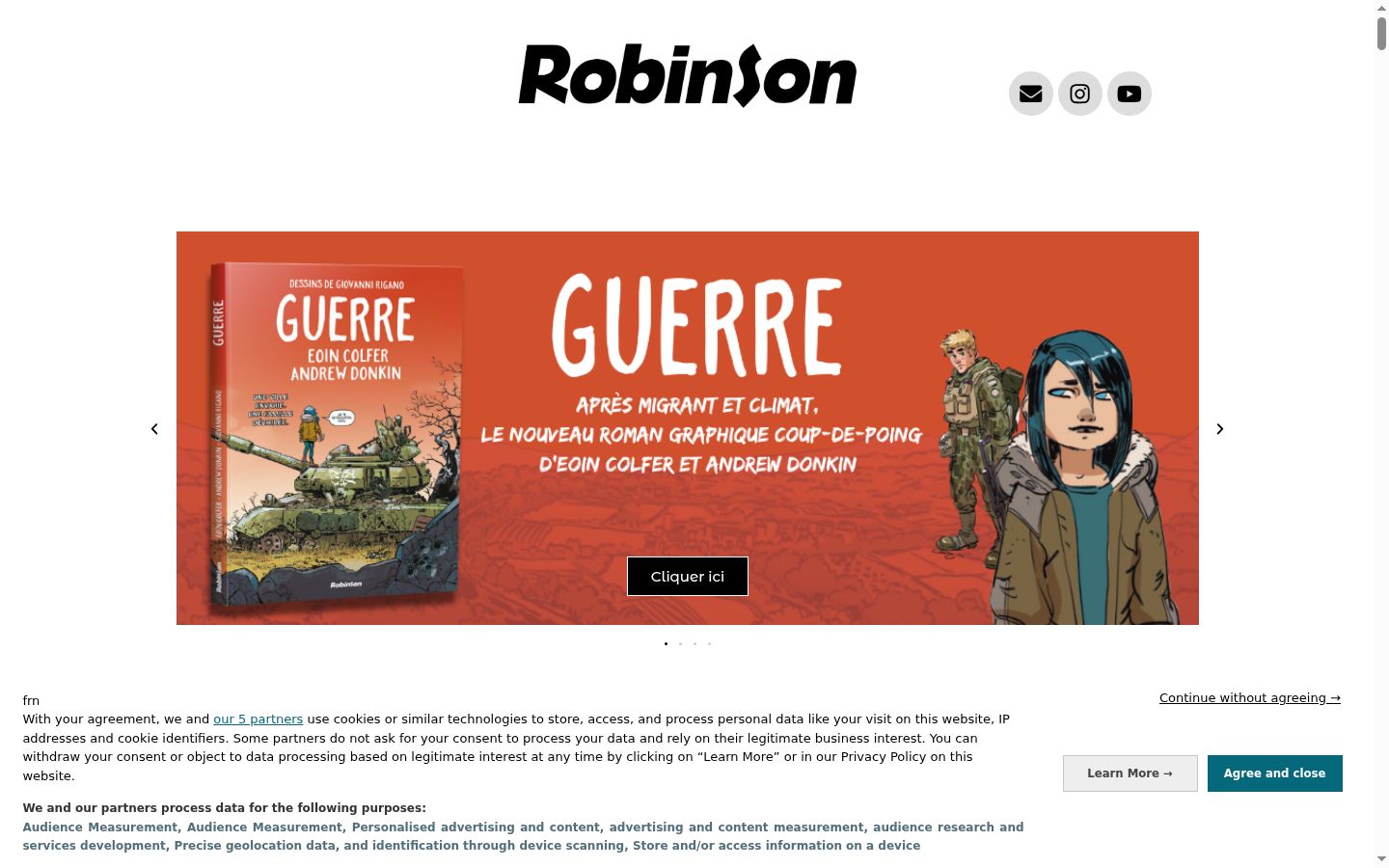 Screenshot of the consent banner shown before any interaction