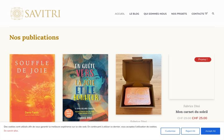 Captură de ecran a editions-savitri.ch