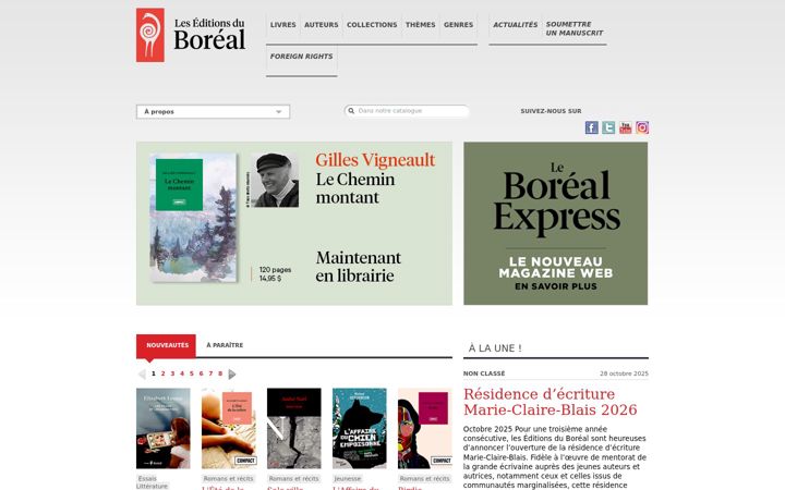 Екранна снимка на editionsboreal.qc.ca