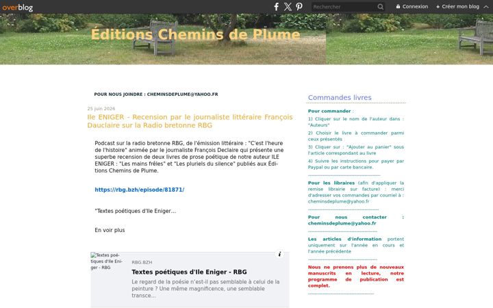 Screenshot of editionscheminsdeplume.com