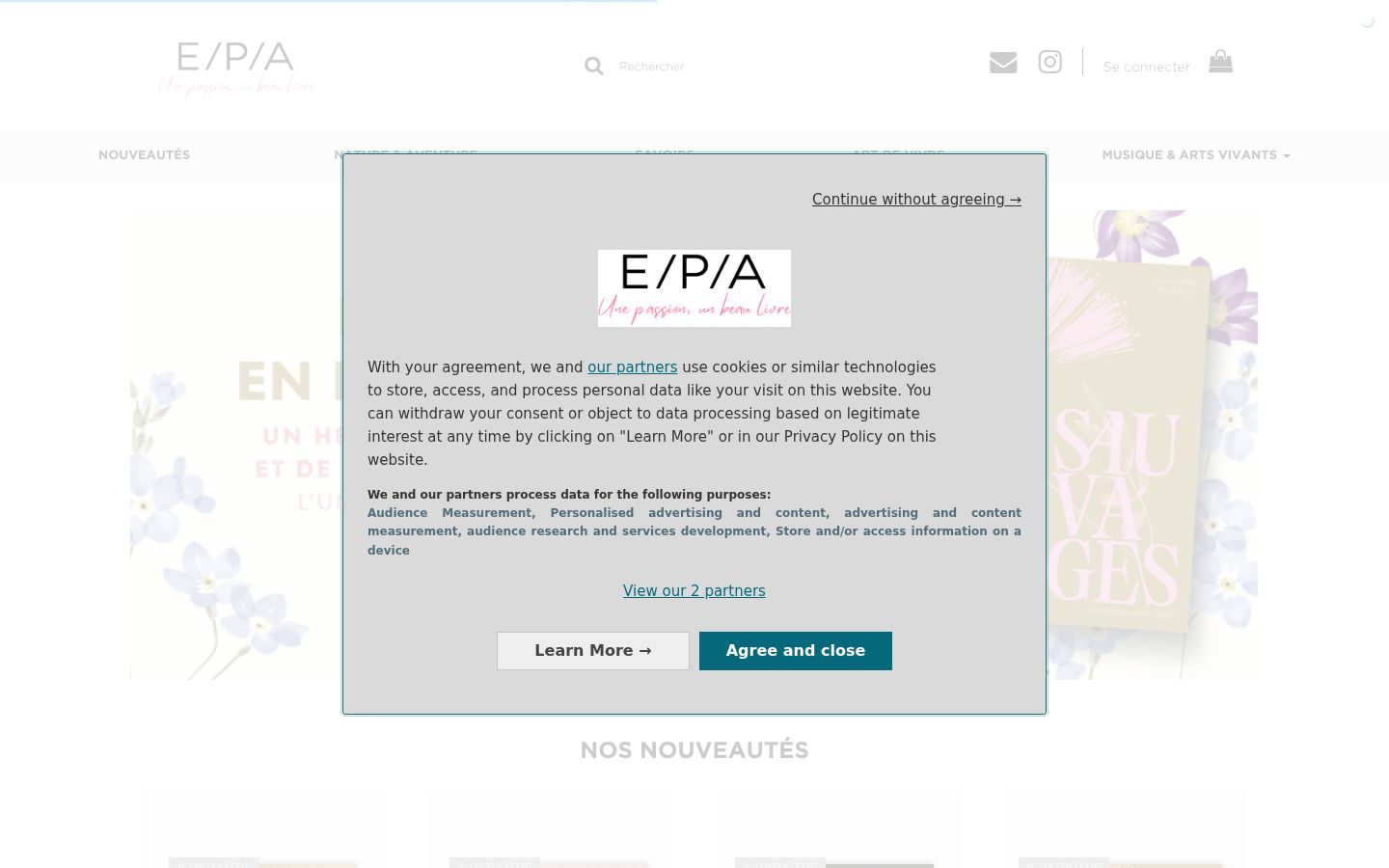 Screenshot del banner di consenso mostrato prima di qualsiasi interazione