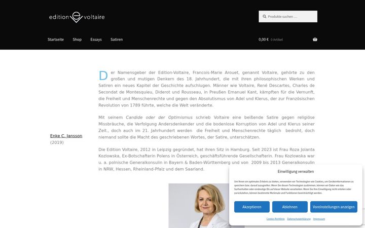 Snimka zaslona za editionvoltaire.de