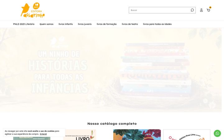 Ekrano kopija editorapassarinho.com.br