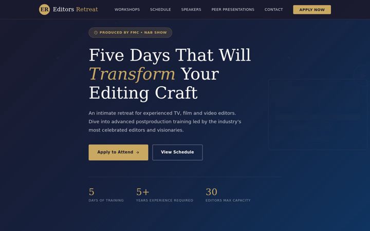 Screenshot of editorsretreat.com