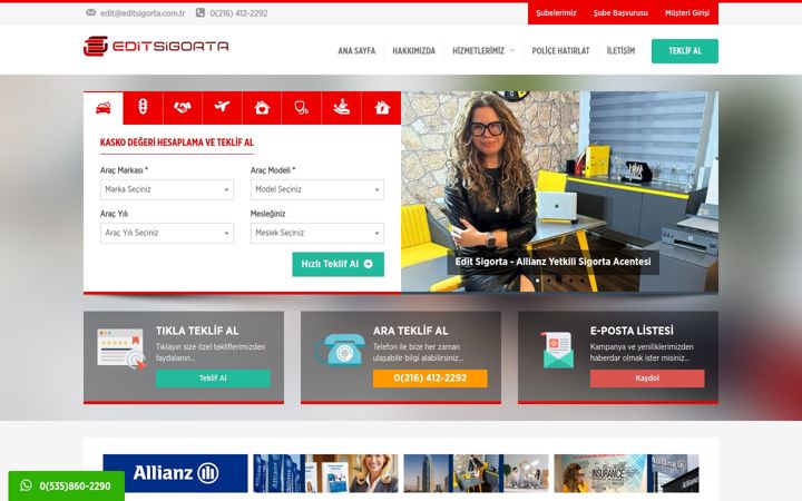 Екранна снимка на editsigorta.com.tr