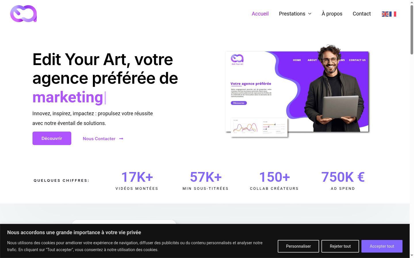 Screenshot del banner di consenso mostrato prima di qualsiasi interazione