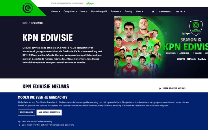 Screenshot of edivisie.nl