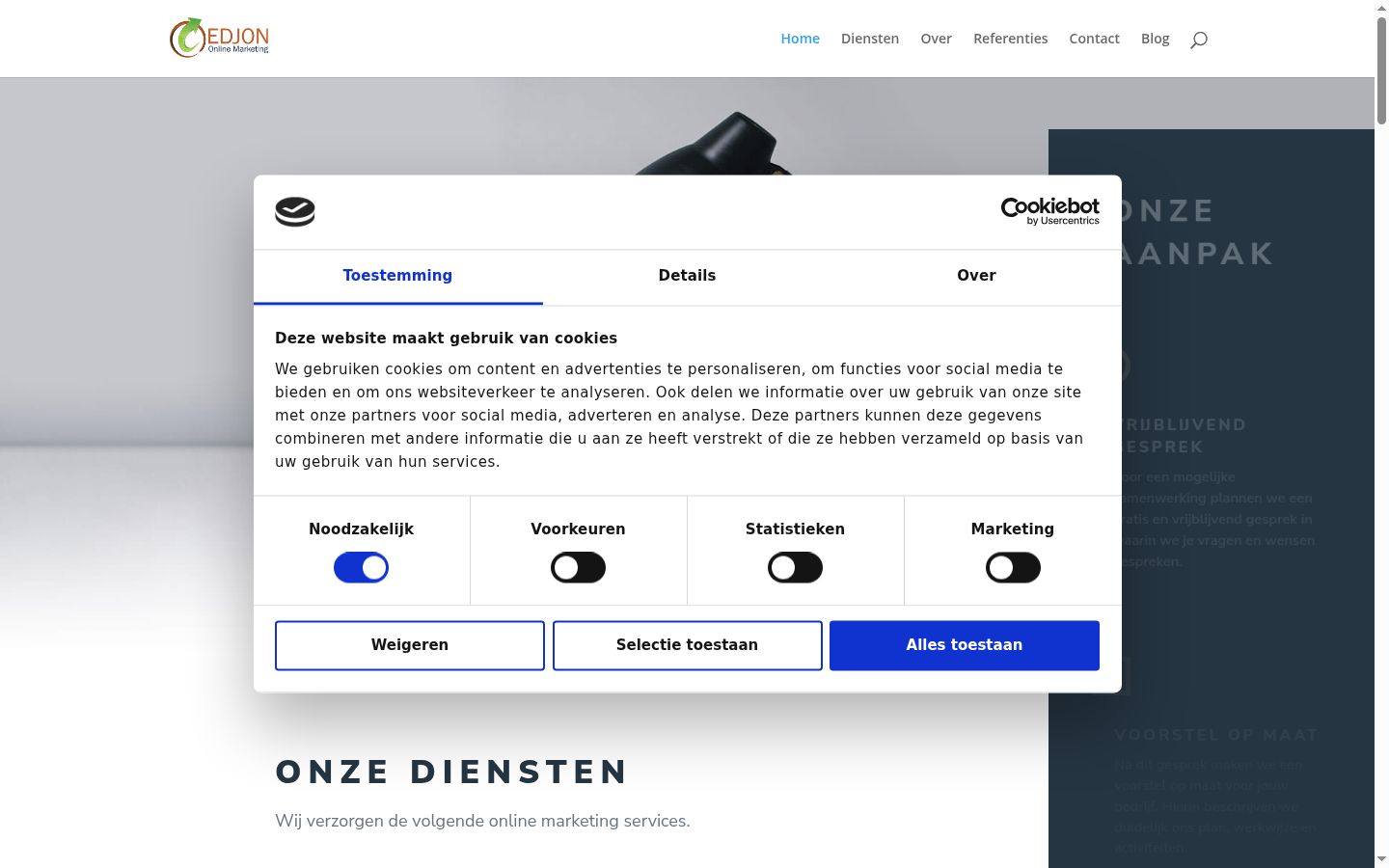 Screenshot of the consent banner shown before any interaction