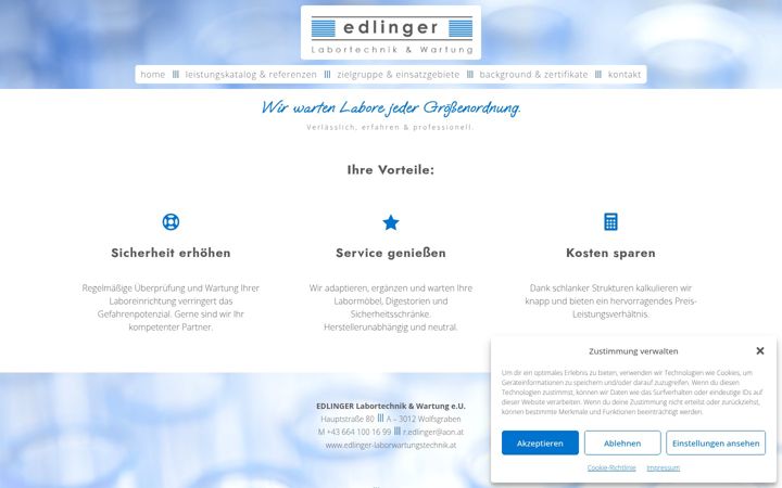 Screenshot of edlinger-laborwartungstechnik.at