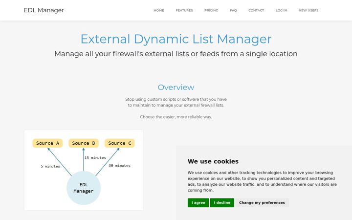 Screenshot of edlmanager.com