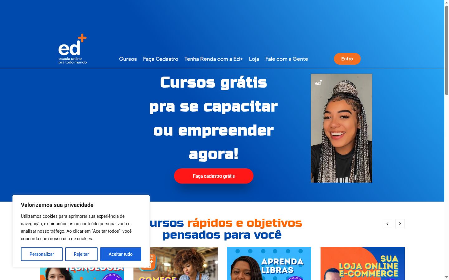 Captura de pantalla del banner de consentimiento mostrado antes de cualquier interacción