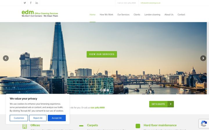Captură de ecran a edmcleaning.co.uk
