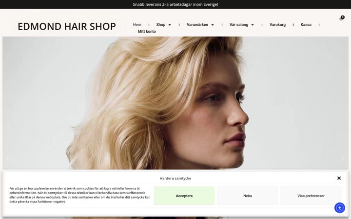 Screenshot of edmondhairshop.se