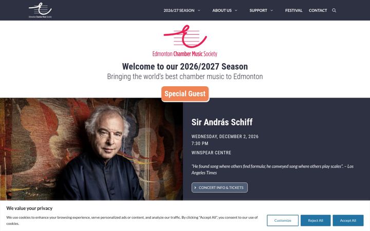 Screenshot of edmontonchambermusic.org