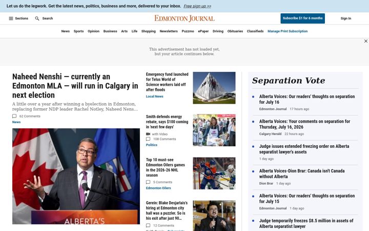 Skærmbillede af edmontonjournal.com