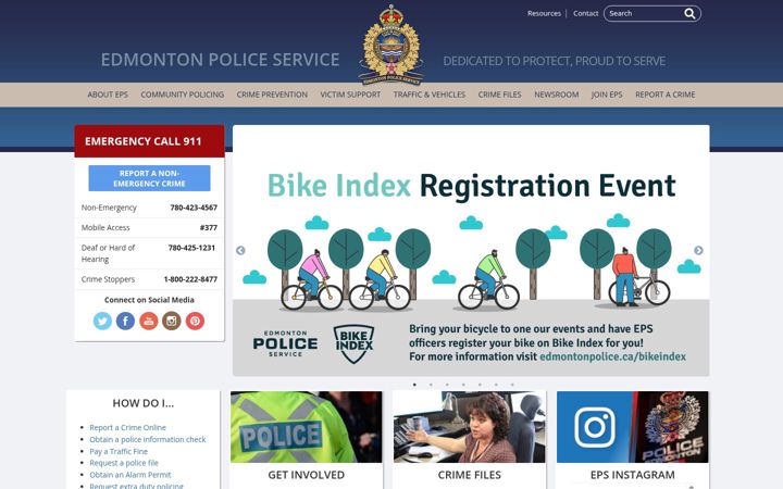 Екранна снимка на edmontonpolice.ca