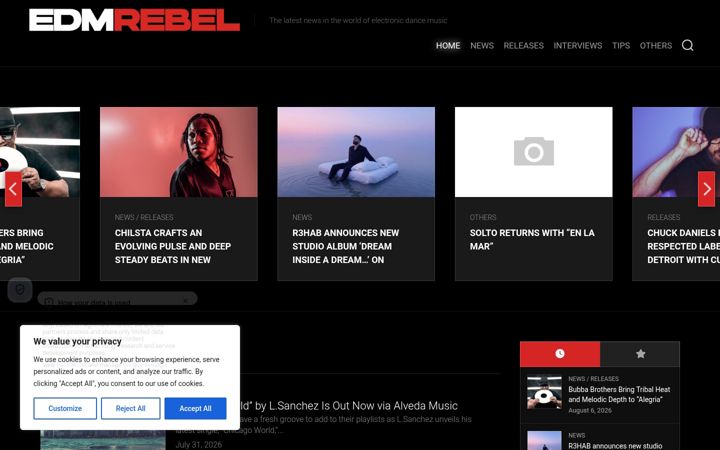 Screenshot of edmrebel.com