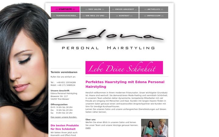 Screenshot of edona-hairstyling.de