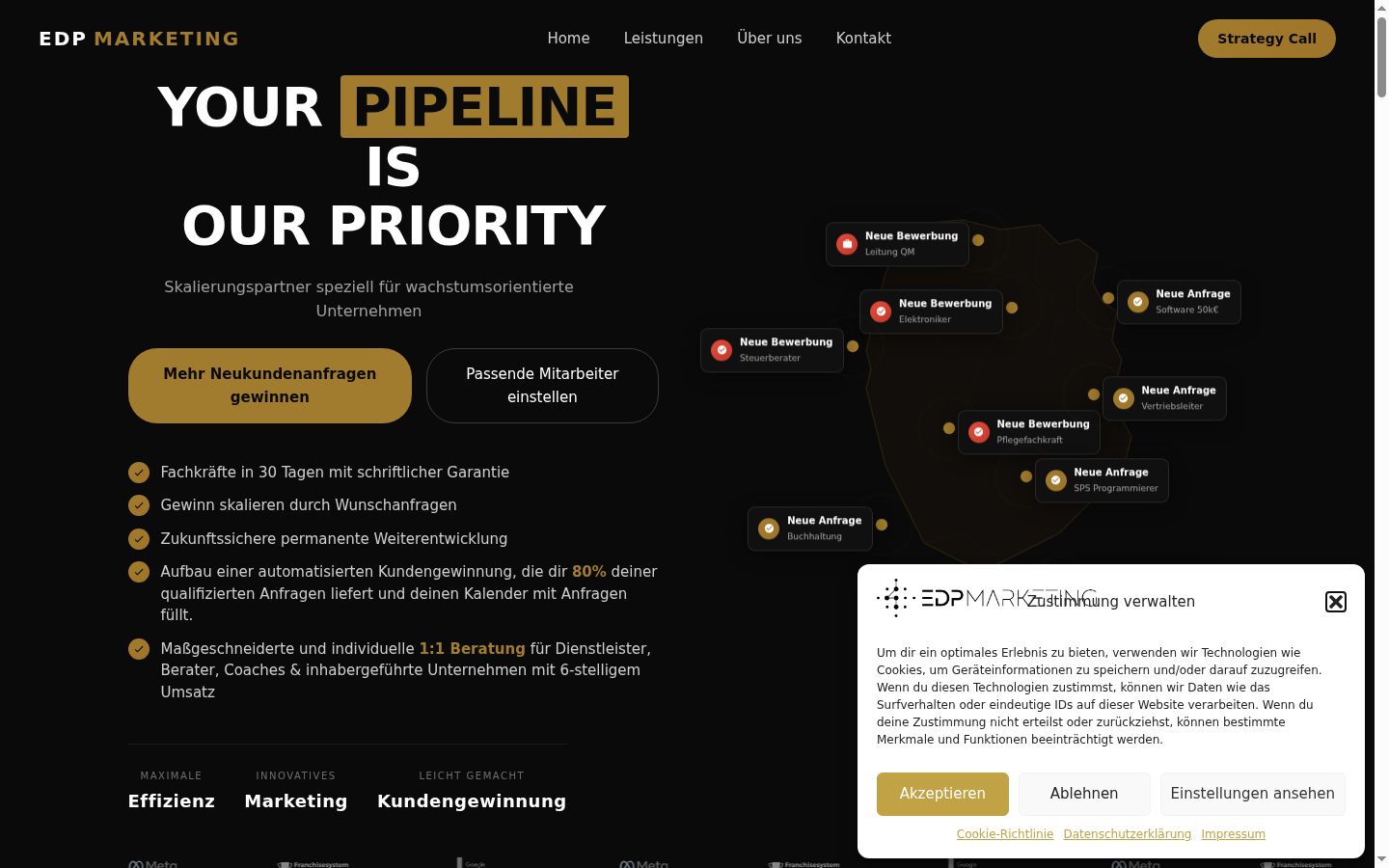 Captura de ecrã do banner de consentimento apresentado antes de qualquer interação