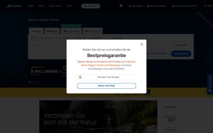 Screenshot of edreams.ch
