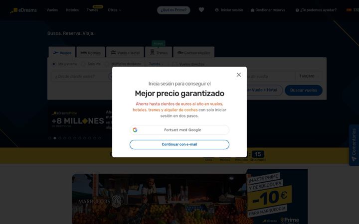 Screenshot of edreams.es