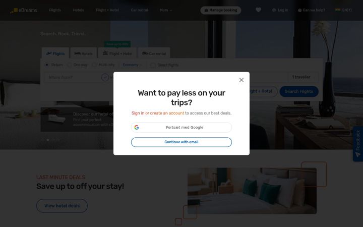 Screenshot of edreams.in