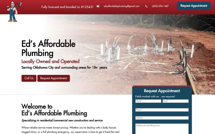 Screenshot of edsaffordableplumbing.com