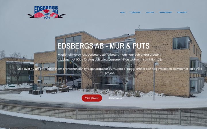 Posnetek zaslona edsbergsmurochputs.se