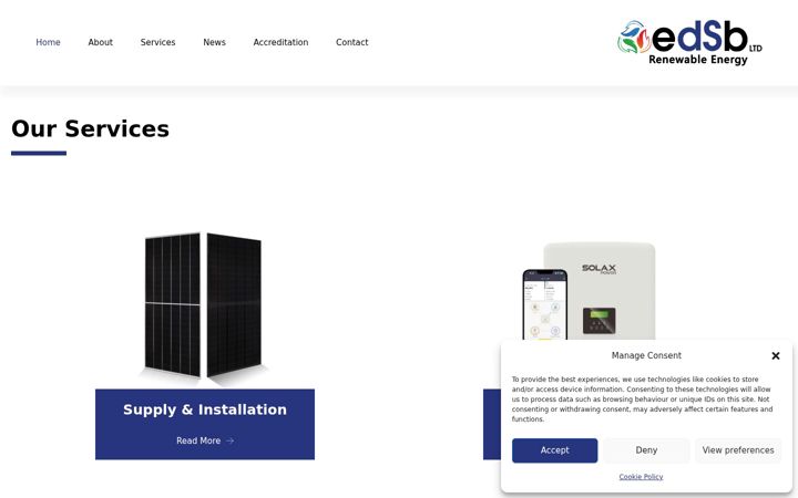 Screenshot of edsbrenewableenergy.co.uk