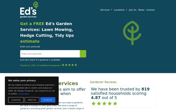 Screenshot of edsgardenservices.co.uk