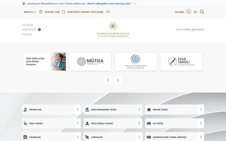 Screenshot of edu.gov.az