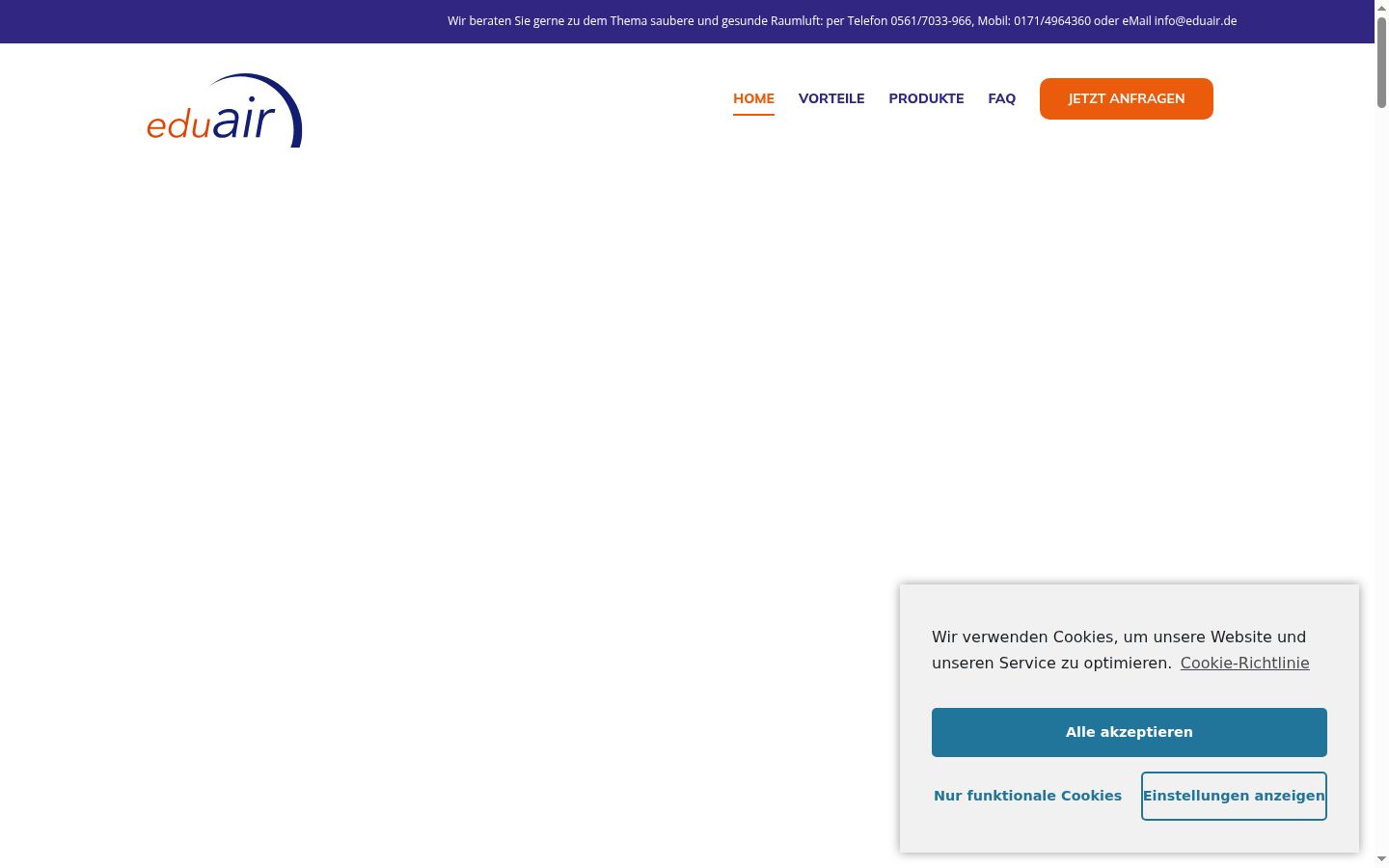 Screenshot del banner di consenso mostrato prima di qualsiasi interazione