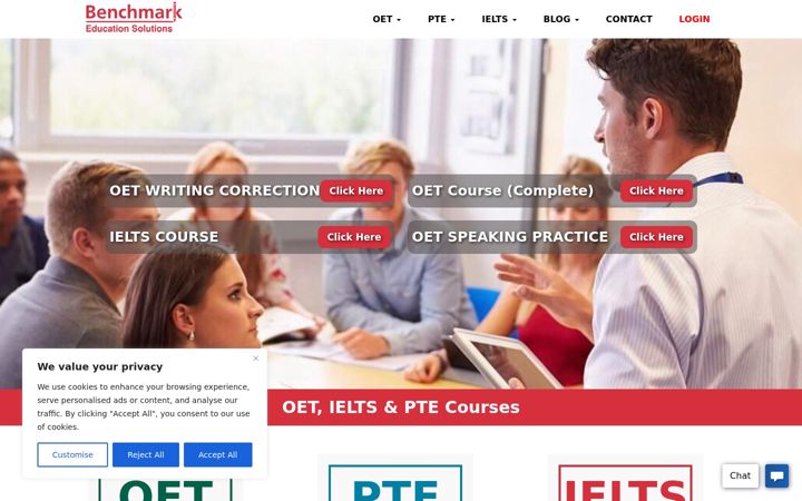 Screenshot of edubenchmark.com